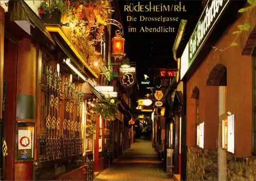 Ansichtskarte Rüdesheim (Rhein) Drosselgasse bei Nacht 1995