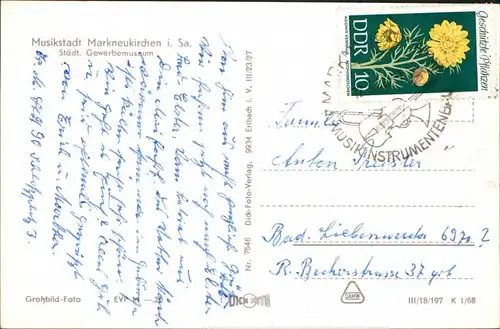 Ansichtskarte Markneukirchen Städt. Gewerbemuseum g1968