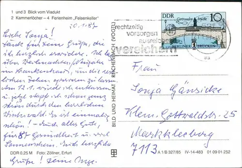 Ansichtskarte Angelroda Viadukt, Kammerlöcher, Ferienheim g1985