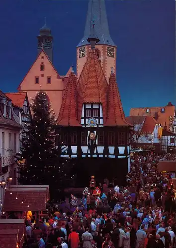 Ansichtskarte Michelstadt Historischer Weihnachtsmarkt am Rathaus 1995