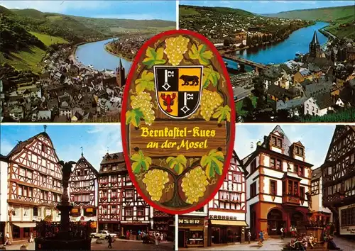 Ansichtskarte Bernkastel/Mosel Panorama, Markt, Brunnen 1995