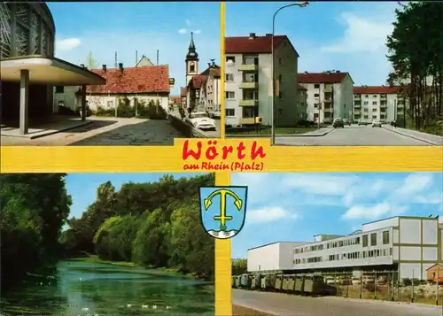 Ansichtskarte Wörth Wohnhäuser, Fluss, Gasse 1991