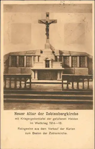 Postcard Zobten Sobótka Neuer Altar Zobtenbergkirche 1929 