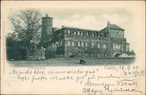 Postcard Teplitz - Schönau Teplice Partie an der Schlackenburg 1900 