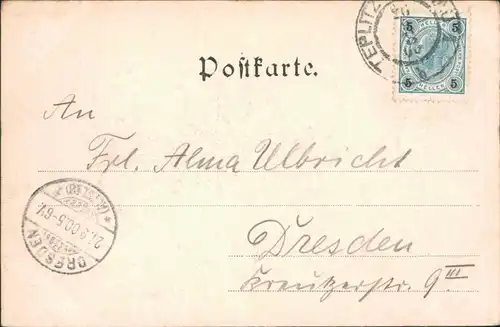 Postcard Teplitz - Schönau Teplice Partie an der Schlackenburg 1900 