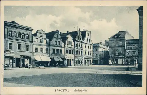 Postcard Sprottau Szprotawa Marktseite - Geschäfte 1923 