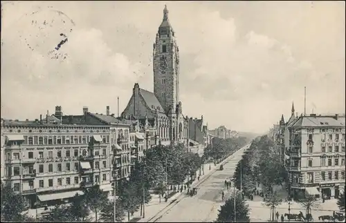 Ansichtskarte Charlottenburg-Berlin Straßenpartie am Rathaus 1913