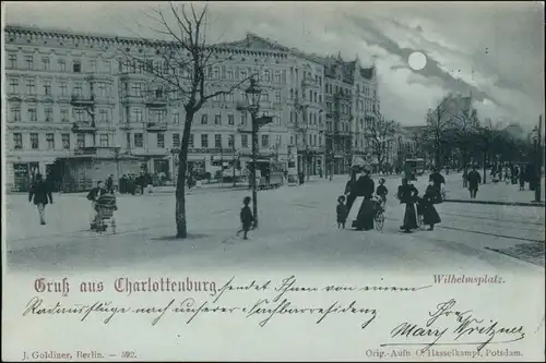 Ansichtskarte Charlottenburg-Berlin Kiosk, Wilhelmplatz - Mondscheinlitho 1898
