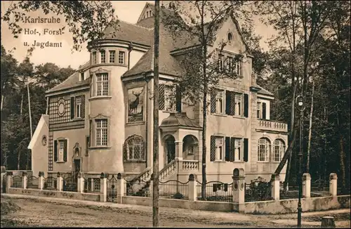 Ansichtskarte Karlsruhe Hof, Forst und Jagdamt - Villa 1908 