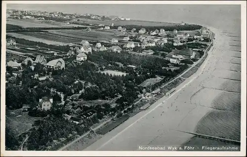 Ansichtskarte Wyk (Föhr) Stadt und Strand - Luftbild 1930 
