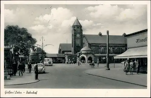 Ansichtskarte Gießen Konditorei, Kiosk - Bahnhof 1955 