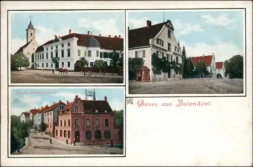 Ansichtskarte Aulendorf 3 Bild: Post, Straßen b Ravensburg Tübingen 1912