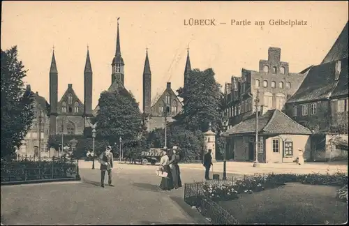 Ansichtskarte Lübeck Kiosk - Geibelplatz 1914 