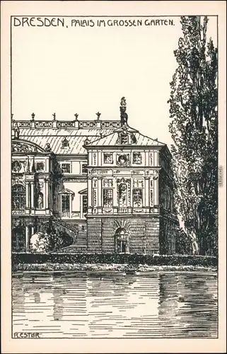 Ansichtskarte Dresden Künstlerkarte - Palais im Großen Garten 1925 