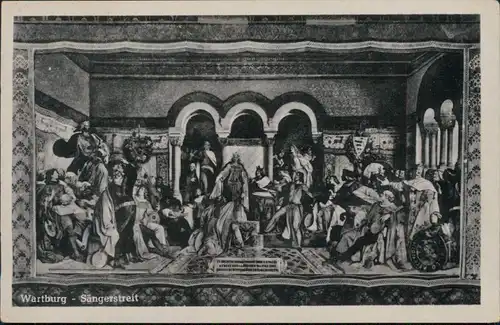 Ansichtskarte Eisenach Wartburg - Wandbild Sängerstreit 1954 