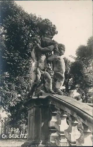 Großsedlitz-Heidenau  Fotokarte - Figuren, Geländer - Park 1908 Privatfoto