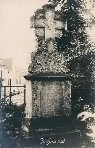 Foto Dohna Sandsteinkreuz - Straße - Fotokarte 1912 Privatfoto 