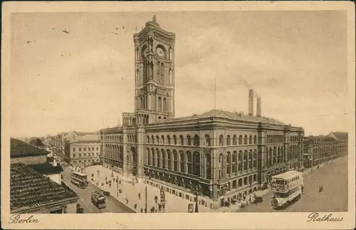 Ansichtskarte Mitte-Berlin Bus, Fabrik - Straßenkreuzung Rotes Rathaus 1927 