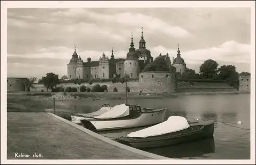 Postcard Kalmar slott/Segelboote, und Schloß 1932 
