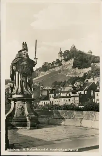 Ansichtskarte Würzburg St. Burkadus - Mainbrücke, Festung 1933 