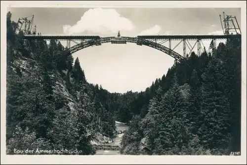 Ansichtskarte Bad Bayersoien Bau der Ammerhochbrücke 1929 