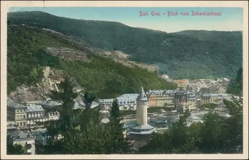 Ansichtskarte Bad Ems Blick vom Schweizerhaus (coloriert) 1907 