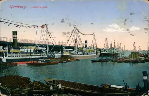 Ansichtskarte Hamburg Dampfer am Petersenquai 1913 