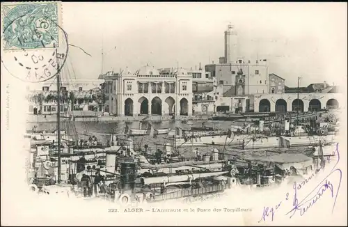 Postcard Algier Hafen und Stadt - Dampfer 1905 