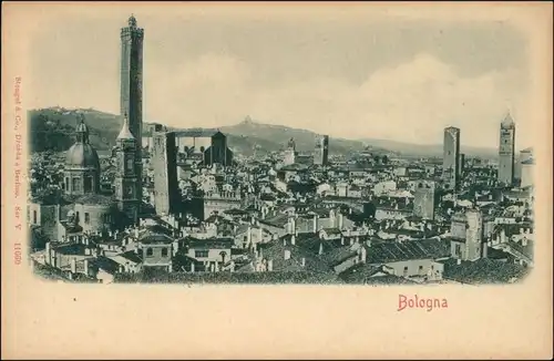 Cartoline Bologna Blick über die Stadt 1902 Prägekarte