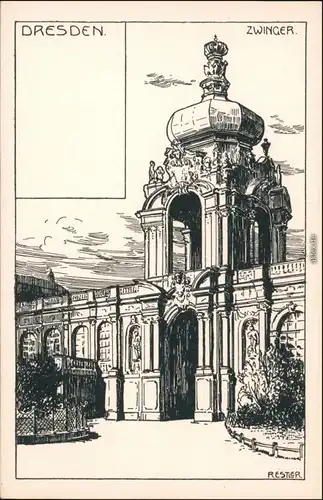 Innere Altstadt-Dresden Künstlerkarte Zwinger (R. Estler) 19125 