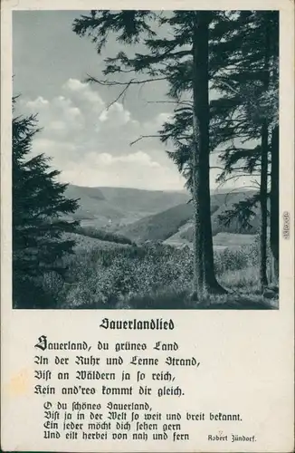 Ansichtskarte  Sauerlandlied - Liedkarte 1943 