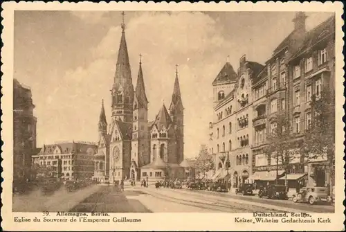 Charlottenburg-Berlin Straßenpartie Kaiser-Wilhelm-Gedächtniskirche 1925 