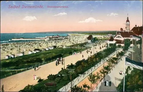 Postcard Swinemünde Świnoujście Strandpromenade 1918 