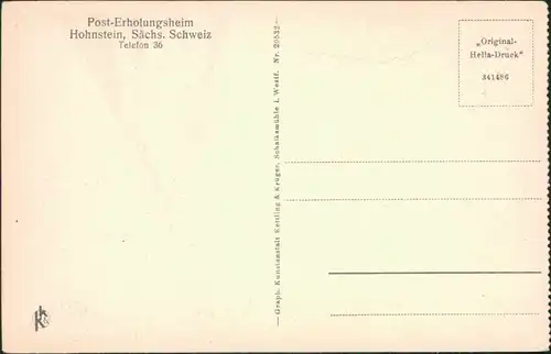 Hohnstein (Sächs. Schweiz) Fremdenzimmer mit Veranda - Post Erholungsheim 1928 