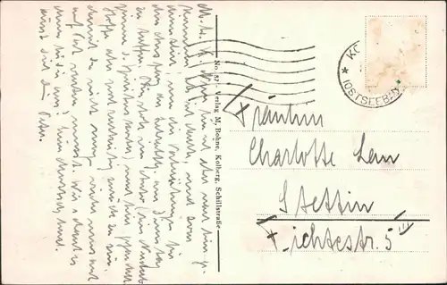 Postcard Kolberg Kołobrzeg Brandung an der Waldenfelswand 1918 