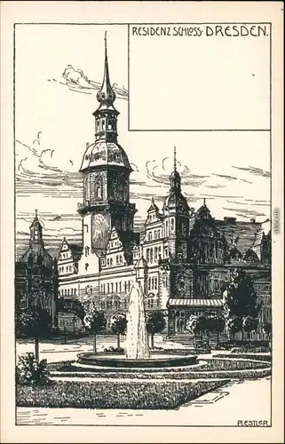 Ansichtskarte Innere Altstadt-Dresden Künstlerkarte Schloss (R. Estler) 1925 