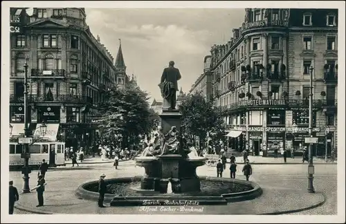 Ansichtskarte Zürich Straßenbahn - Bahnhofsplatz 1930 