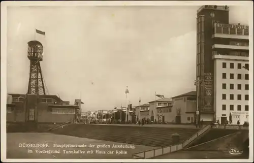 Ansichtskarte Düsseldorf Hauptpromenade - Turmkaffee - Haus der Kohle 1926 