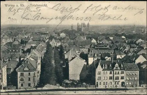 Ansichtskarte Worms Straßenblick 1913 
