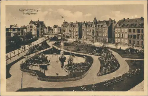 Ansichtskarte Offenburg Straßenpartie Volksgarten 1911 