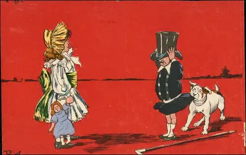  Frau, Kind - Man Hund Donadini Dresden Scherz Künstlerkarte 1920 
