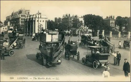 Postcard London The Marble Arch - Busse und Kutschen/Straße 1908 