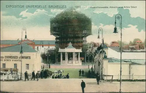Brüssel Bruxelles Vue ensemble Attratctions et Arbre Geant 1910 
