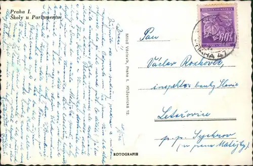 Postcard Prag Praha Skoly u Parlament/Schule 1939 
