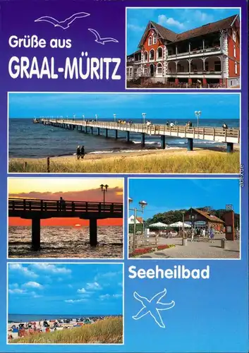 Ansichtskarte Graal-Müritz Hotel, Seebrücke, Gaststätte, Strand 1995
