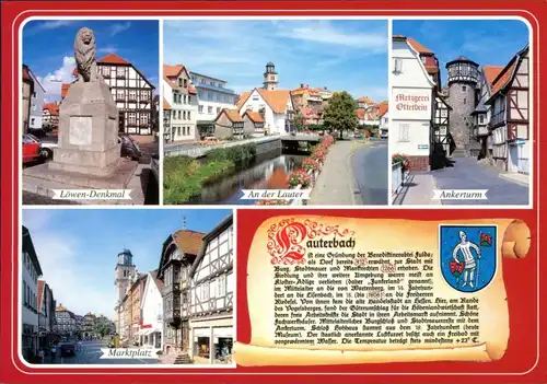 Lauterbach (Hessen) Löwen-Denkmal, an der Lauter, Ankerturm, Marktplatz 1994