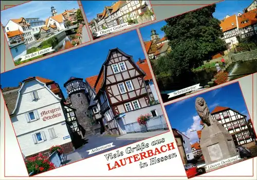 Lauterbach (Hessen)  Lauter, Oberer Graben, Schrittsteine, Löwen-Denkmal 1994