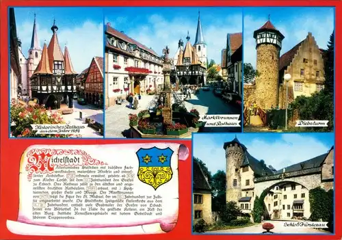 Michelstadt Rathaus, Marktbrunnen, Diebsturm, Schloss Fürstenau 1994