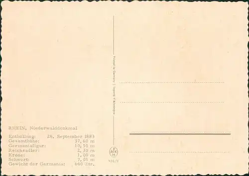 Ansichtskarte Rüdesheim (Rhein) National-Denkmal / Niederwalddenkmal 1969