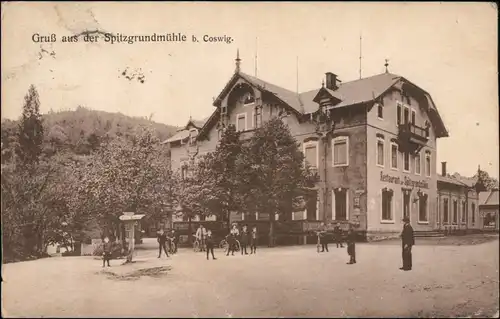 Ansichtskarte Coswig  Restauration Spitzgrundmühle b Radebeul Dresden 1920